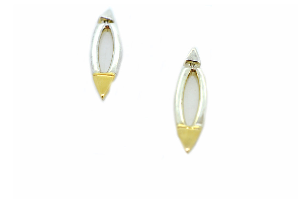 Sterling Silver and 18kt Yellow Gold Drop Style Fashion Earrings
