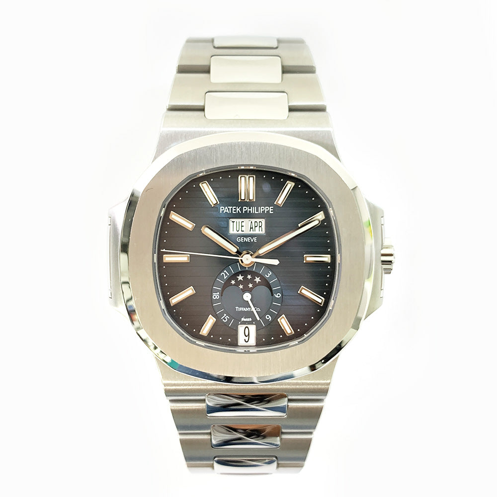 Nautilus 40.5mm Annual Calendar Moon Phases Stainless Steel Blue Tiffany-stamped Dial 5726/1A‐014