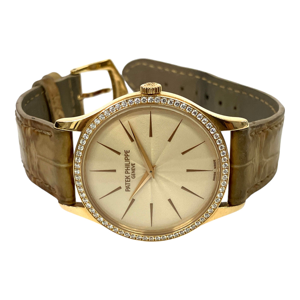 Calatrava 33mm Rose Gold Diamonds Bezel Manual 4897R-010