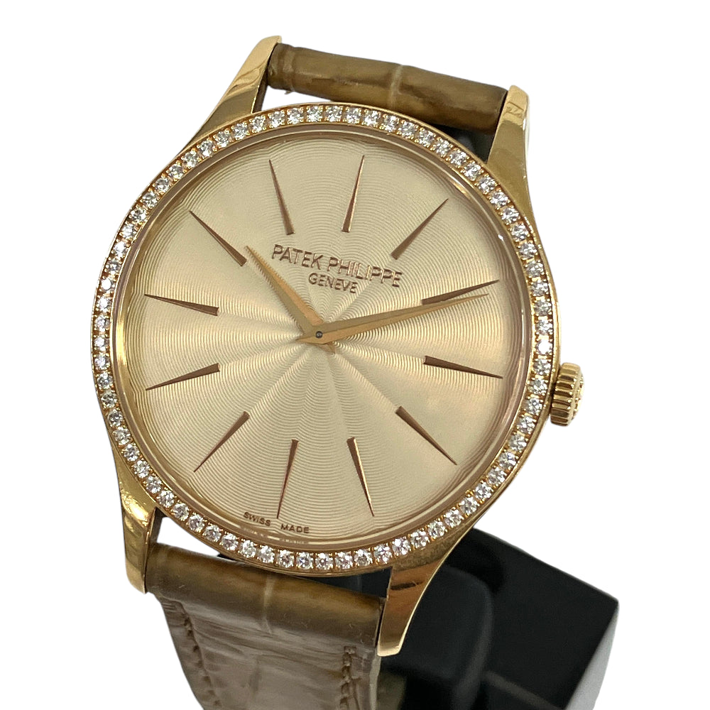 Calatrava 33mm Rose Gold Diamonds Bezel Manual 4897R-010