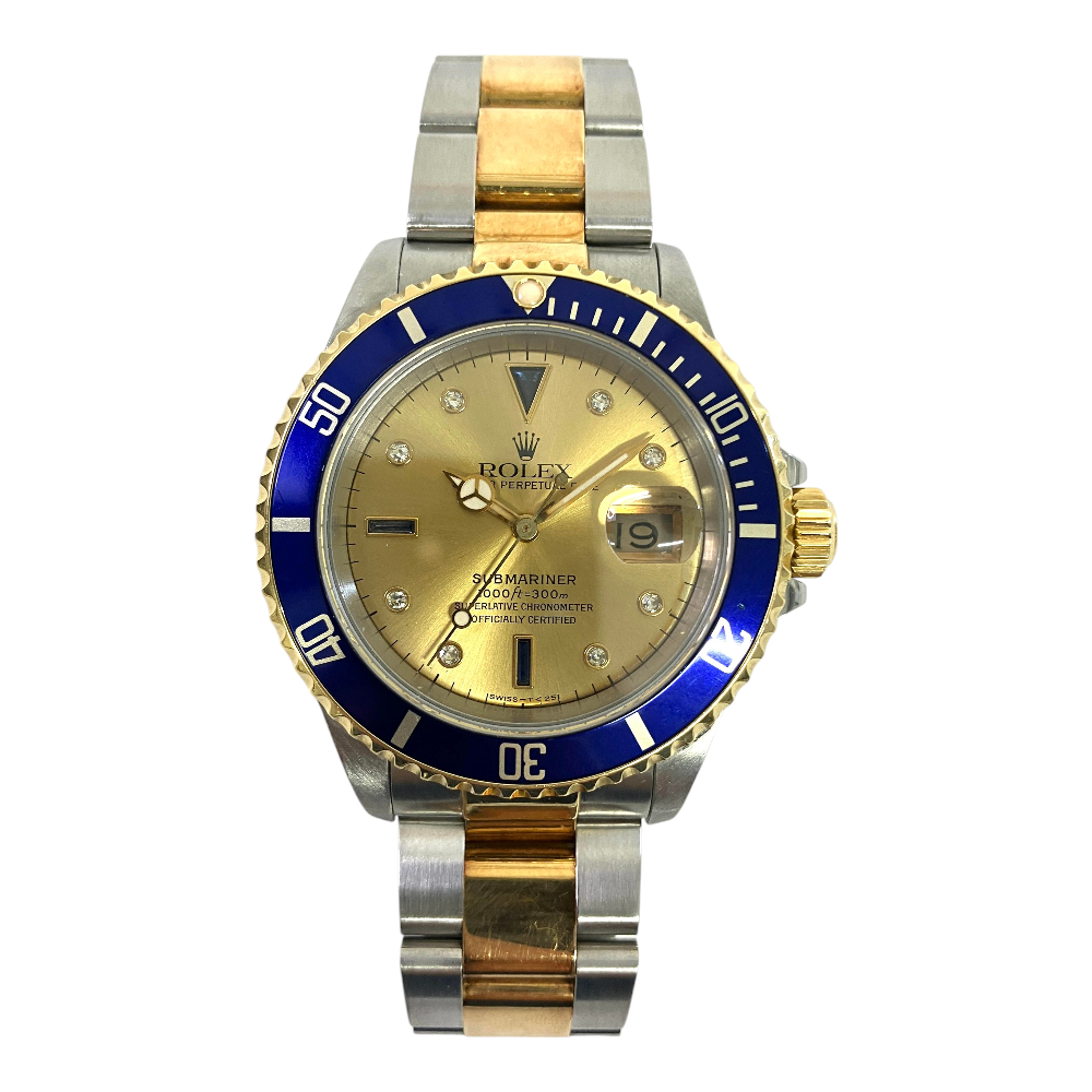 Submariner Date 40mm Blue Bezel "Serti Dial" Steel and Yellow Gold 16613SG