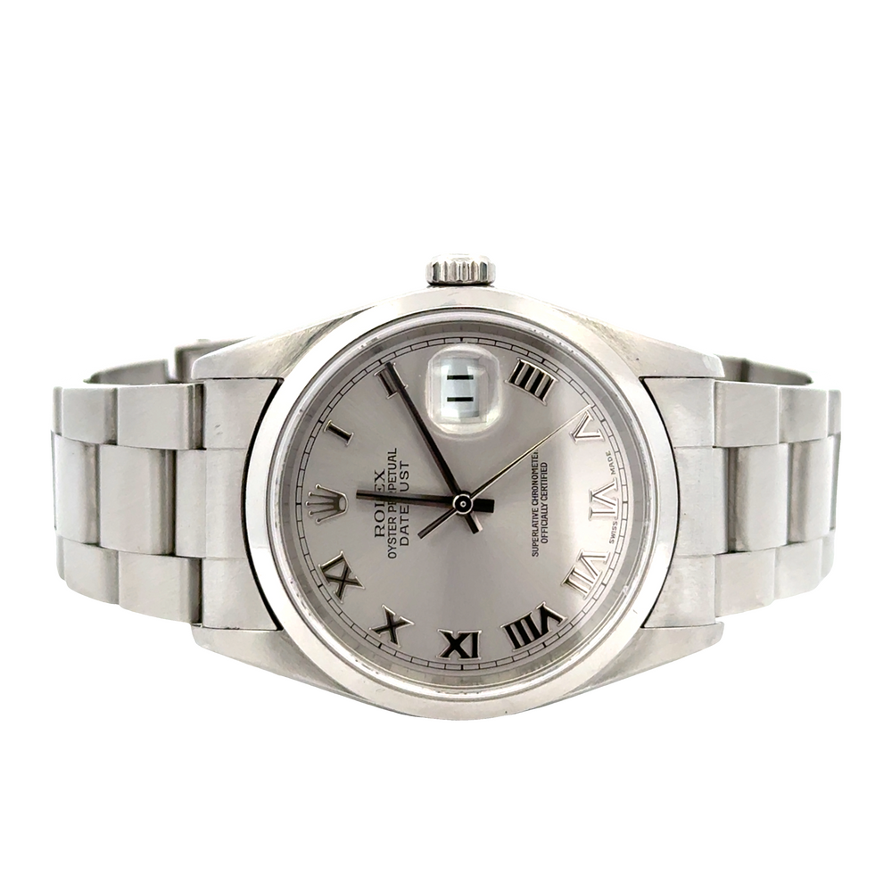 Pre-Owned Rolex Datejust 36 Stainless Steel Silver Roman Dial 2002