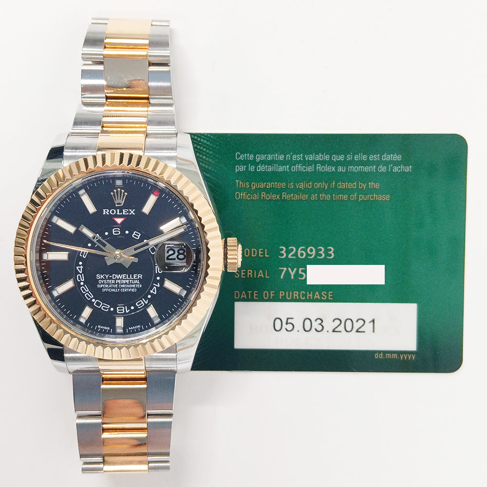 Rolex Sky-Dweller 326933 Black Dial Steel & Gold – Golden Anvil