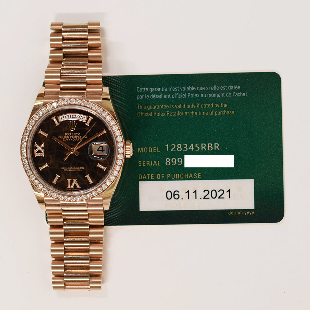 Day-Date President 36mm Diamond Bezel Rose Gold 128345RBR – Golden