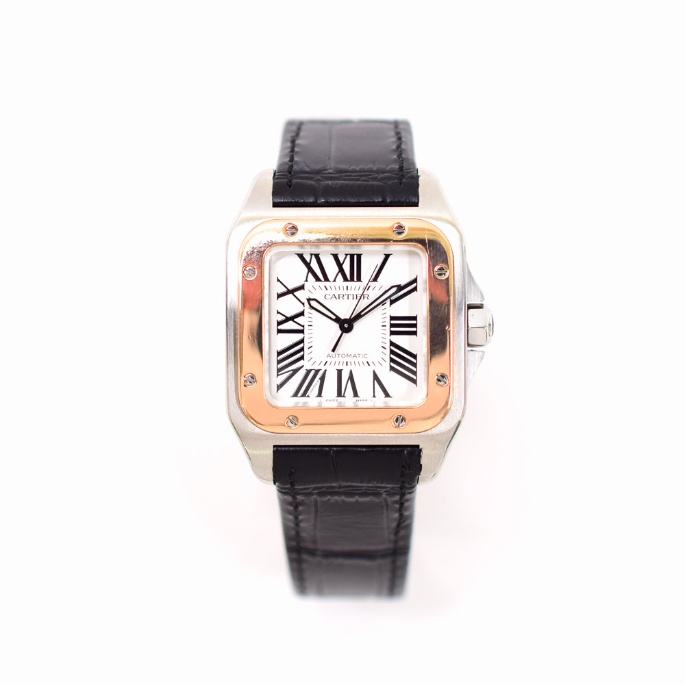 Santos 100 Steel/Rose Gold Bezel - 44.2mm x 35.6mm W20107X7