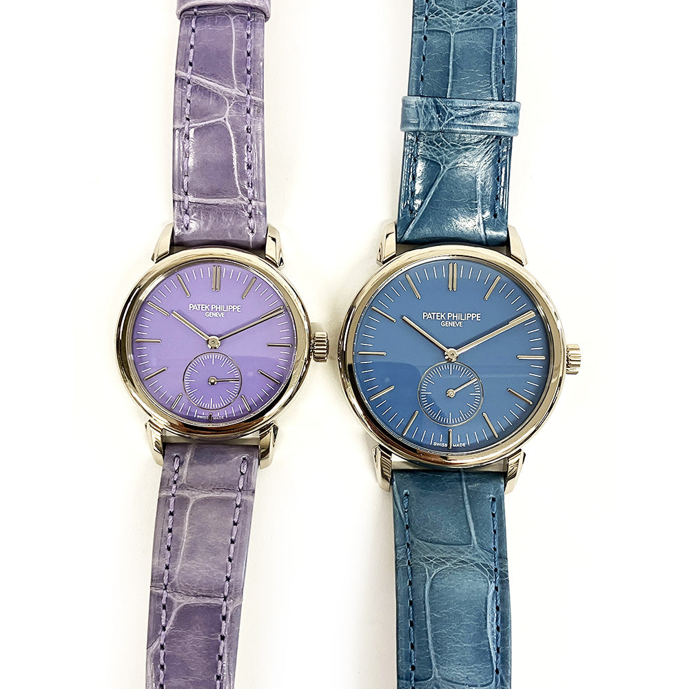 Calatrava White Gold Matching Pair "Tokyo Limited Edition": 36mm Light Blue + 31mm Lilac 6127G-010 & 7127G-010