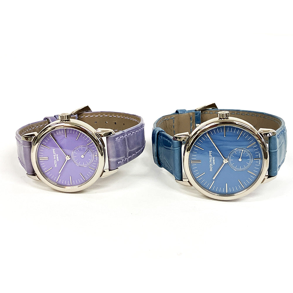 Calatrava White Gold Matching Pair "Tokyo Limited Edition": 36mm Light Blue + 31mm Lilac 6127G-010 & 7127G-010