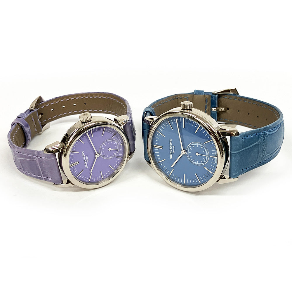 Calatrava White Gold Matching Pair "Tokyo Limited Edition": 36mm Light Blue + 31mm Lilac 6127G-010 & 7127G-010