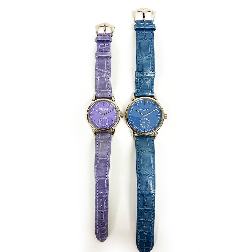 Calatrava White Gold Matching Pair "Tokyo Limited Edition": 36mm Light Blue + 31mm Lilac 6127G-010 & 7127G-010