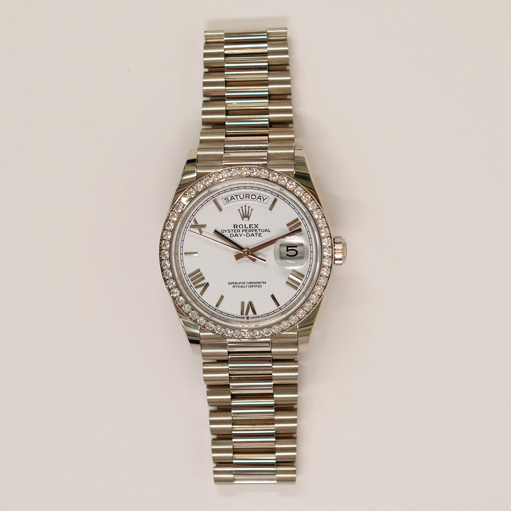 Day-Date 36mm Diamond Bezel Diamond Dial White Gold 128349RBR