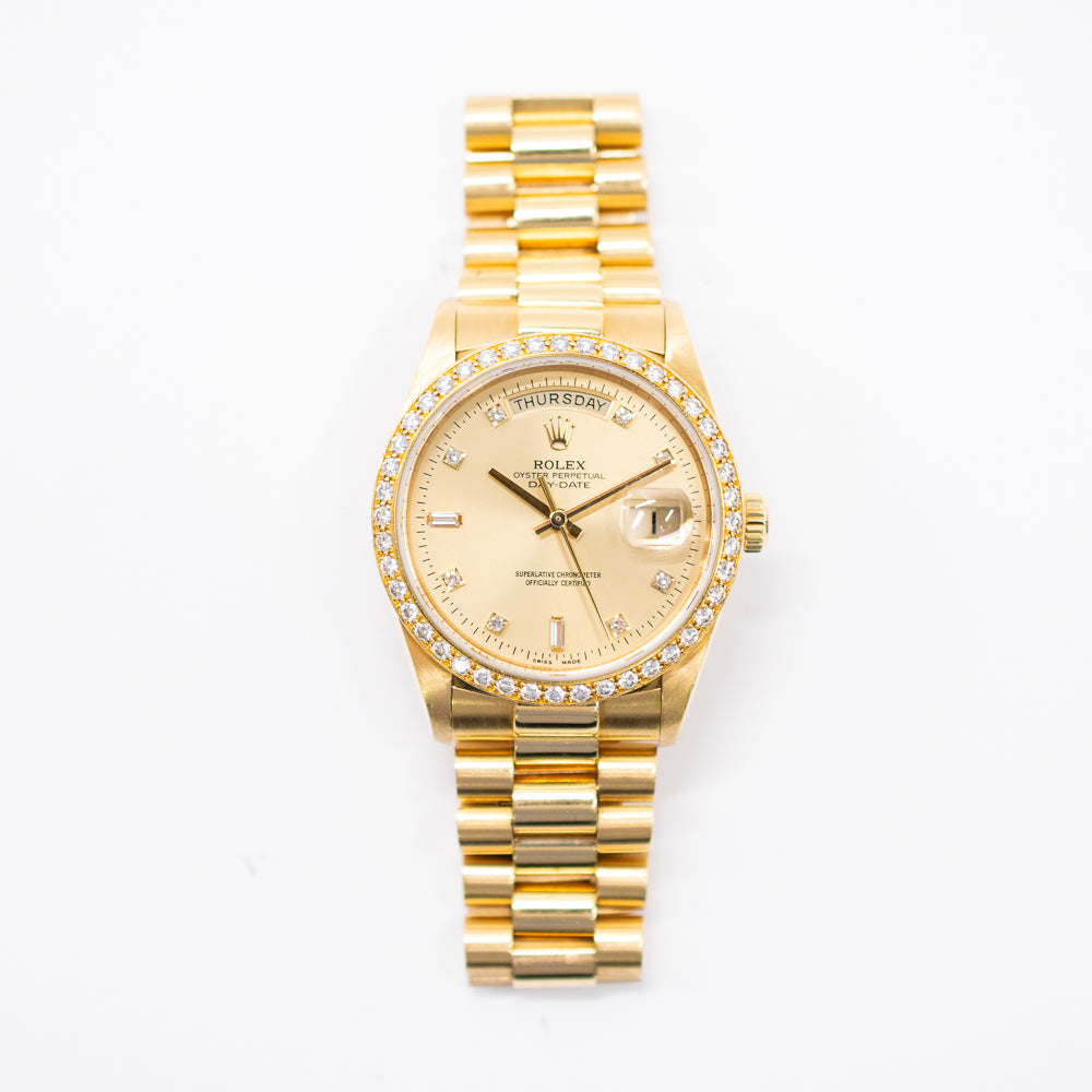 Day-Date President 36mm Diamond Bezel Yellow Gold 18048