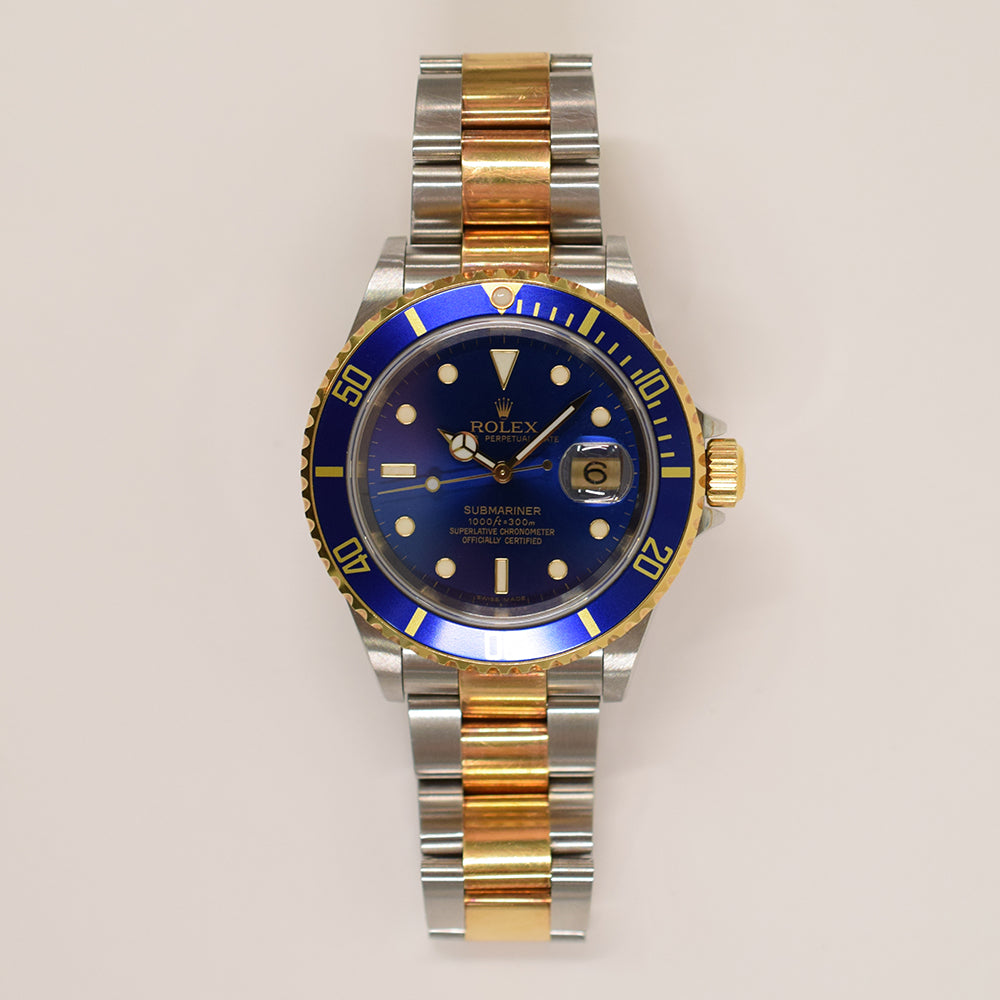 Submariner Date 40mm Blue Bezel Steel and Yellow Gold 16613