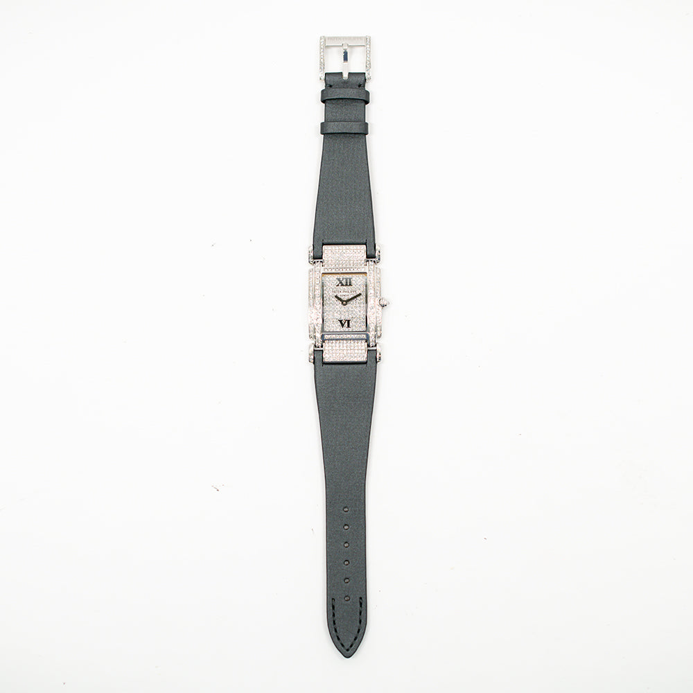 Twenty~4 Quartz 25mm x 30mm Diamond Bezel/Case Pave Diamond Dial White Gold 4910G-001