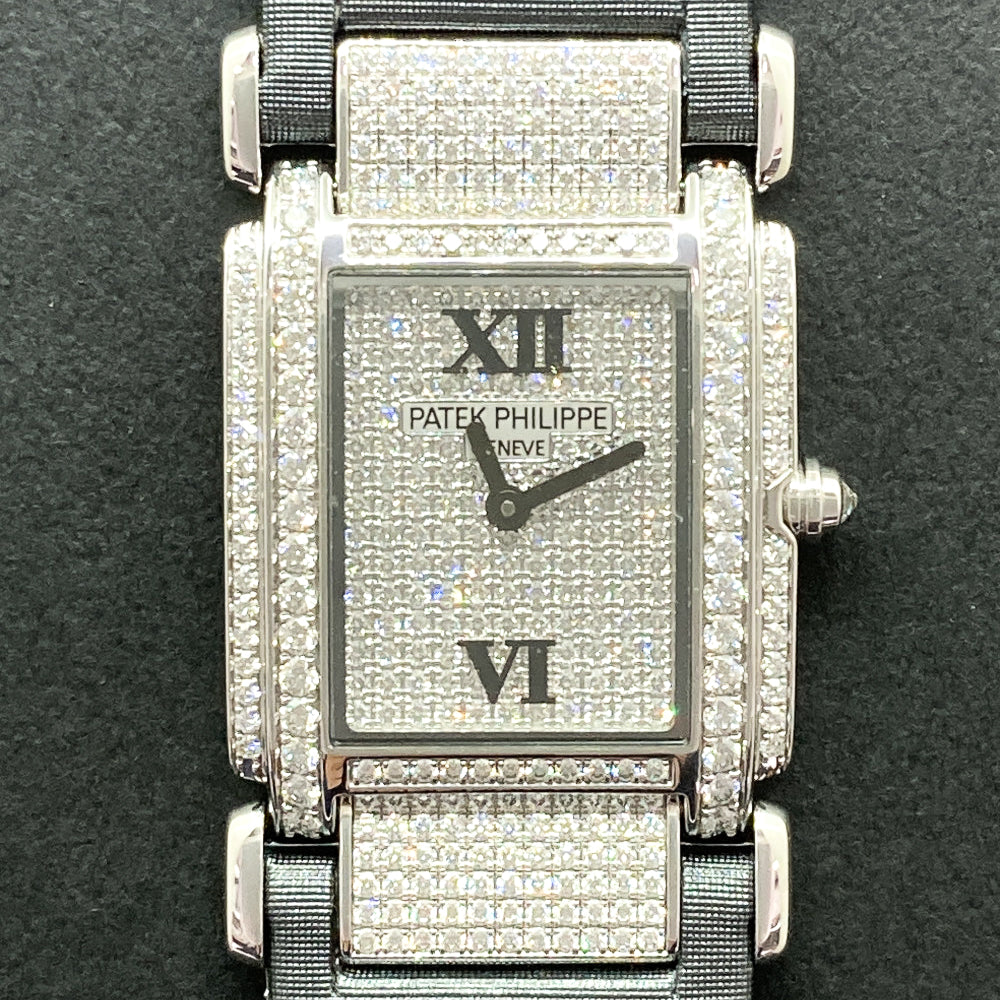 Twenty~4 Quartz 25mm x 30mm Diamond Bezel/Case Pave Diamond Dial White Gold 4910G-001