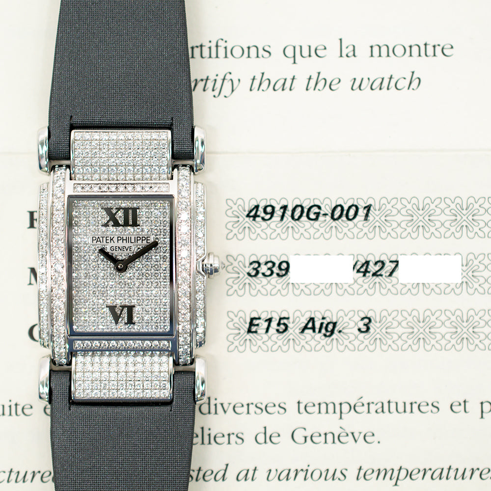 Twenty~4 Quartz 25mm x 30mm Diamond Bezel/Case Pave Diamond Dial White Gold 4910G-001