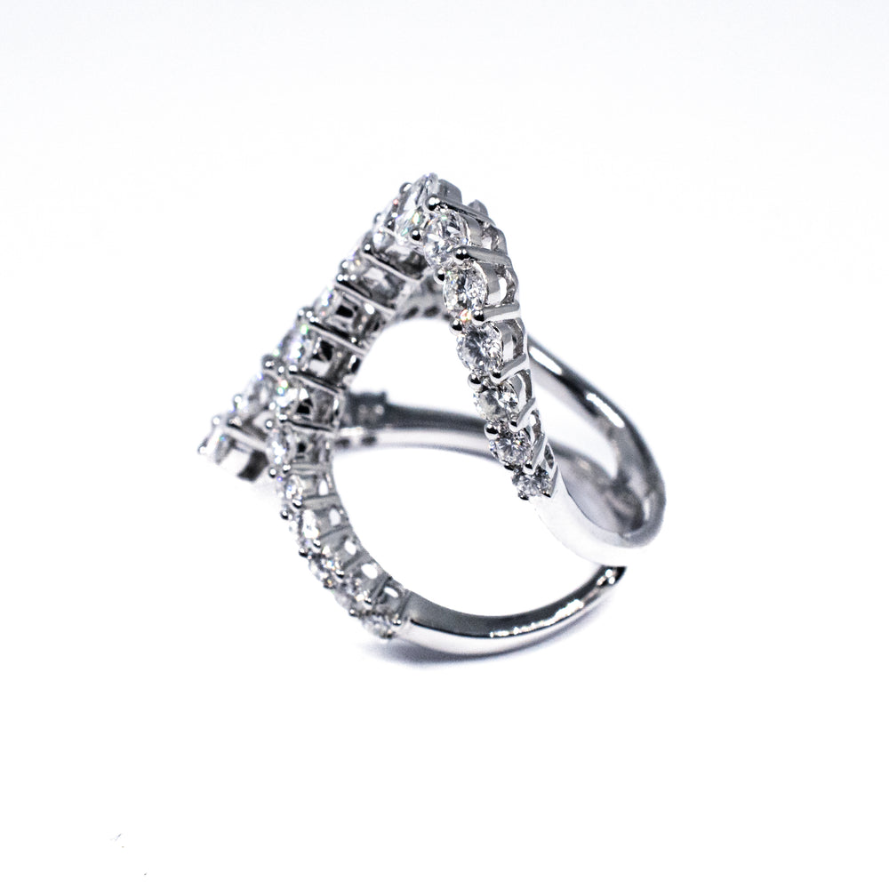 18kt White Gold Double Open Loop Bypass Diamond Ring