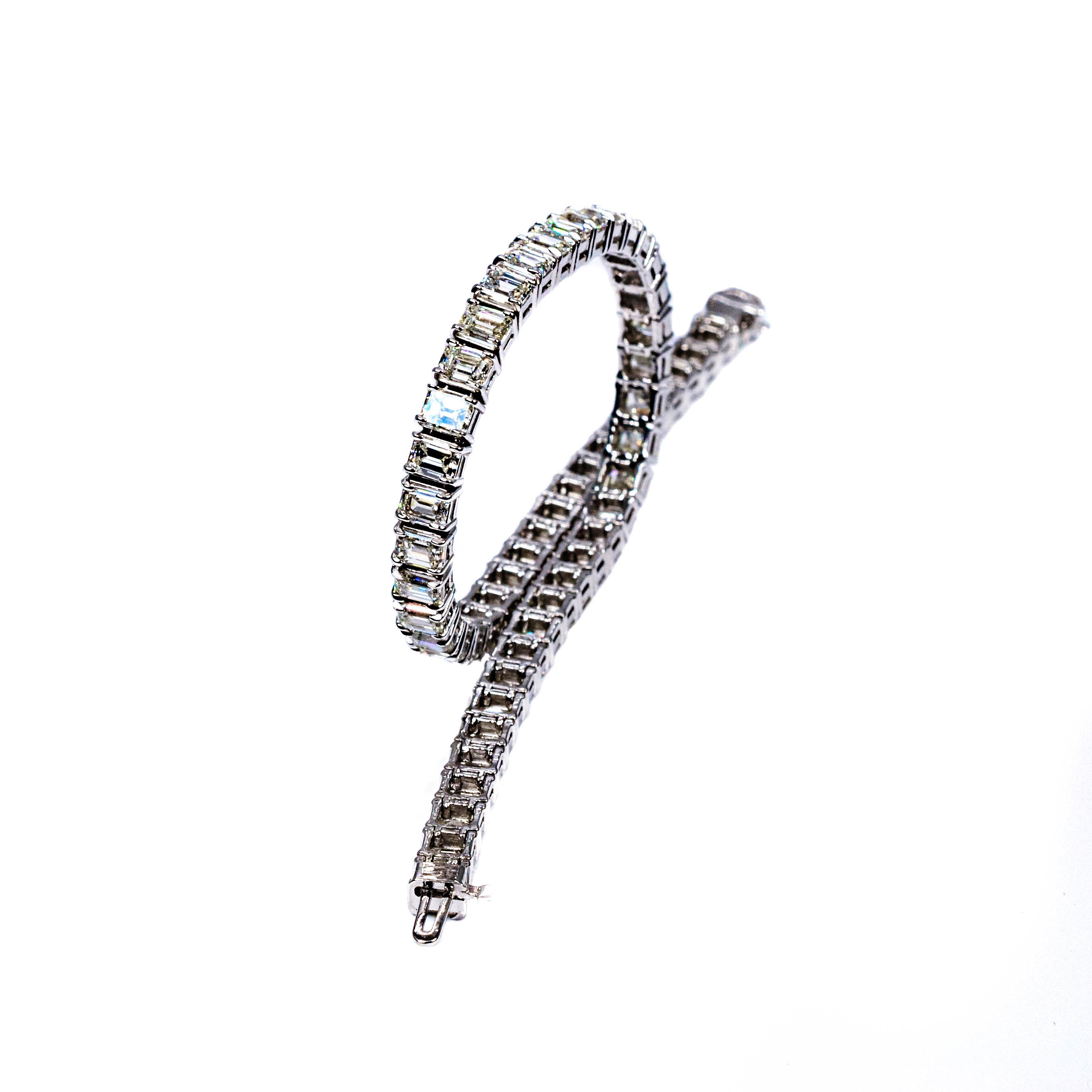 Platinum Emerald Cut 10ct Diamond Tennis Bracelet