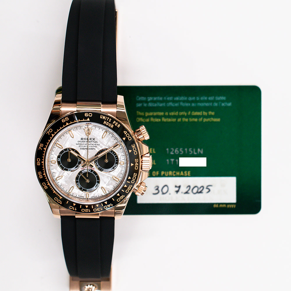 Daytona Rose Gold Black Ceramic Bezel with Rubber Strap 126515LN