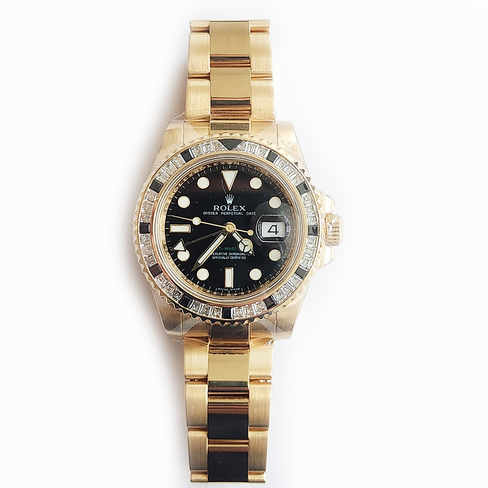 GMT-Master II Diamond and Black Sapphire Bezel Yellow Gold 116748SANR
