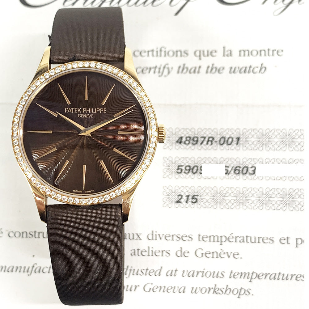 Calatrava 33mm Rose Gold Diamonds Bezel Manual 4897R-001
