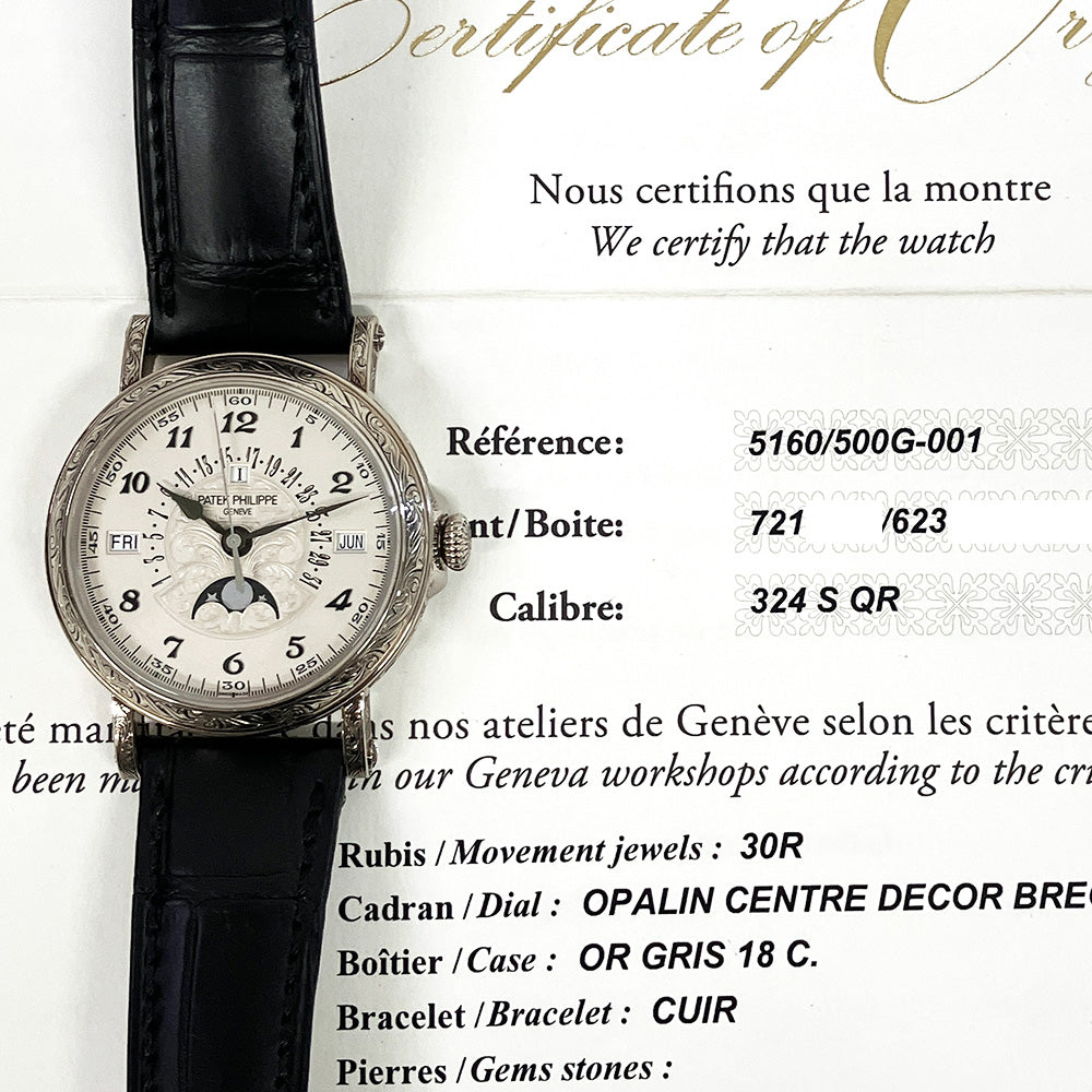 Retrograde Perpetual Calendar, 42mm White Gold Rare Handcrafts Self Winding 5160/500G-001