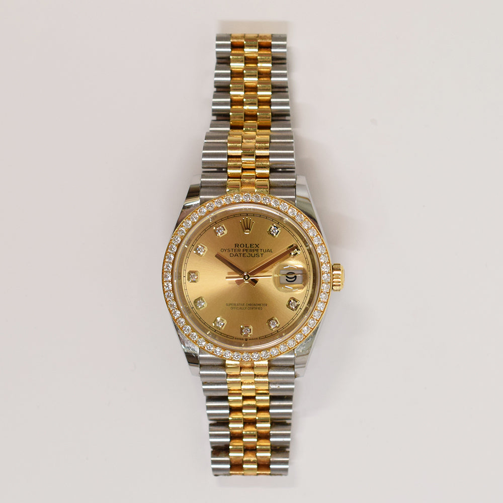 Datejust 36mm Diamond Bezel Steel and Yellow Gold 126283RBR