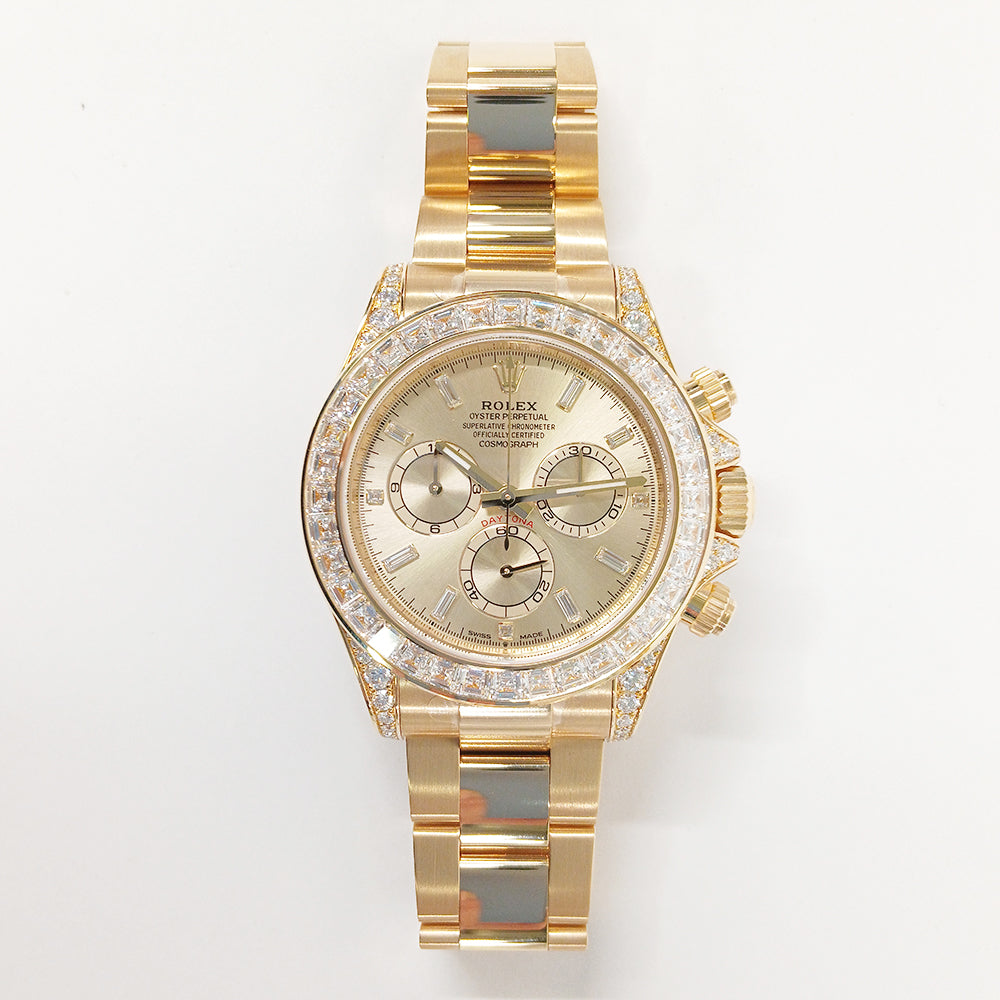 Cosmograph Daytona 40mm Diamond Baguette Bezel Diamond Lugs Yellow Gold 126598TBR