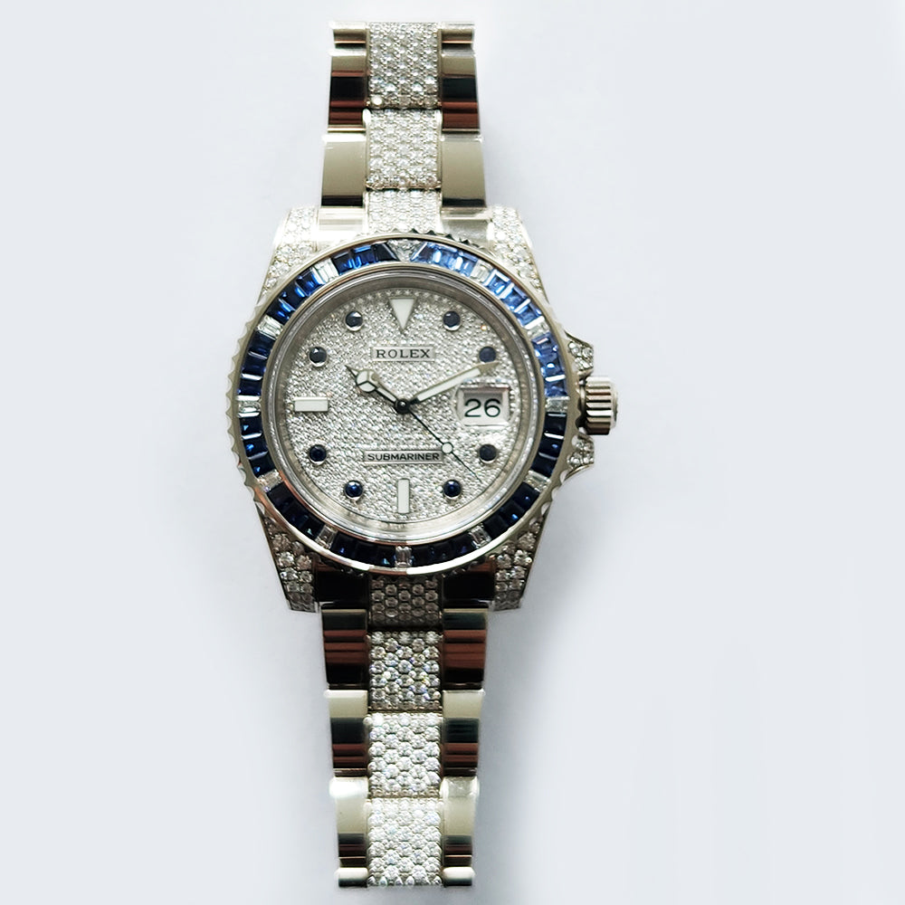 Submariner 40mm Sapphire Bezel Pave Diamond Dial Diamond Bracelet White Gold 116659SABR
