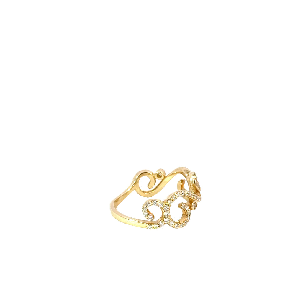 14k Yellow Gold & Diamond Wave Ring