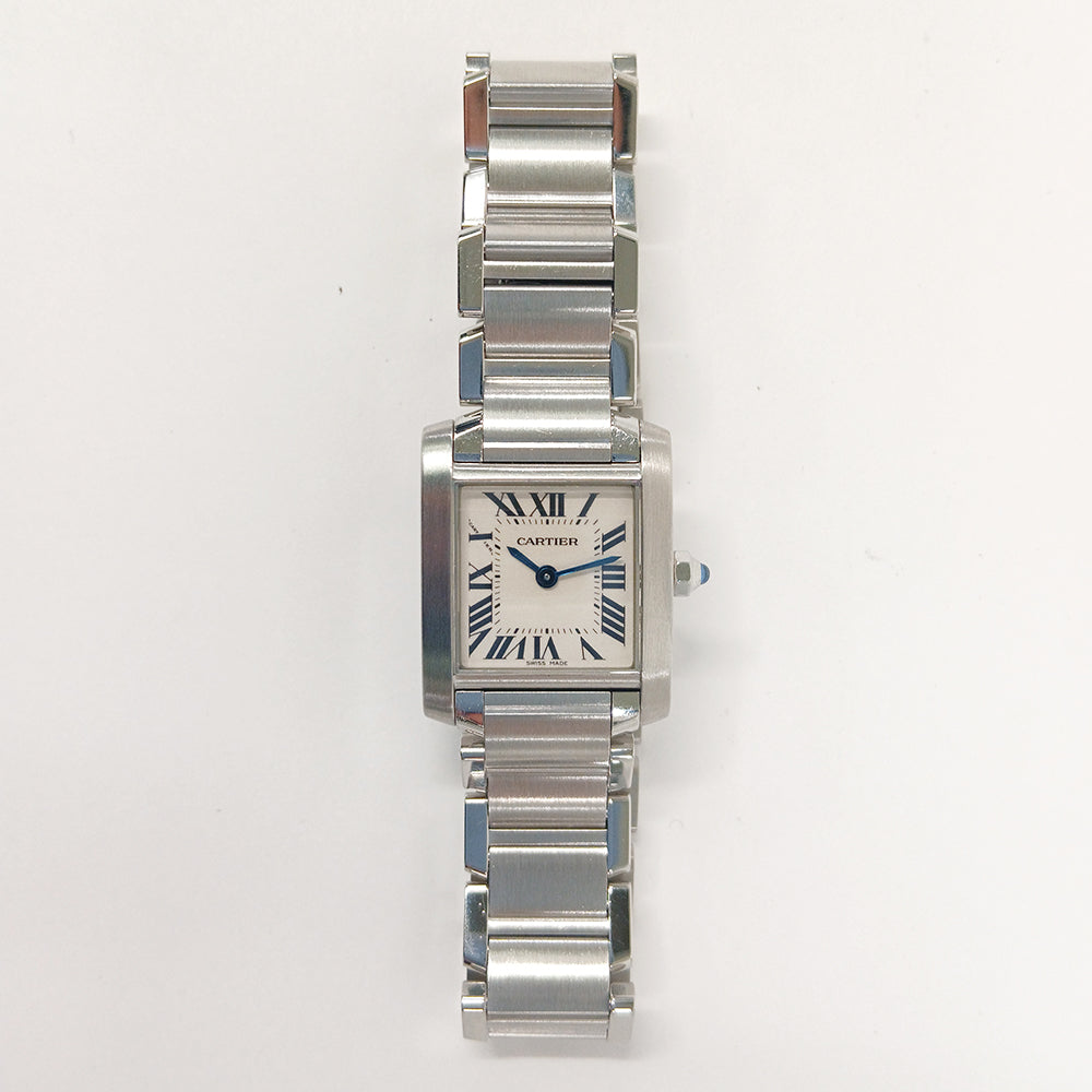 Tank Française Small - Steel - 20mm x 25mm Quartz W51008Q3