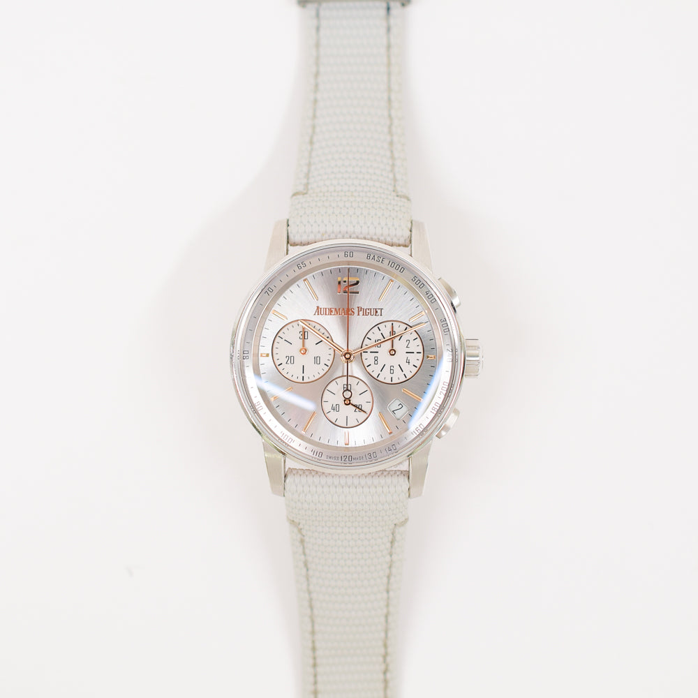 Code 11.59 41mm Chronograph Self-Winding Rose Gold Case White Gold Bezel/Lugs/Caseback 26393CR.OO.A008KB.01