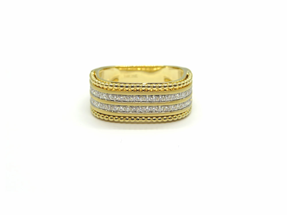 14kt Yellow Gold Double Row Square Design Diamond Channel Fashion Ring