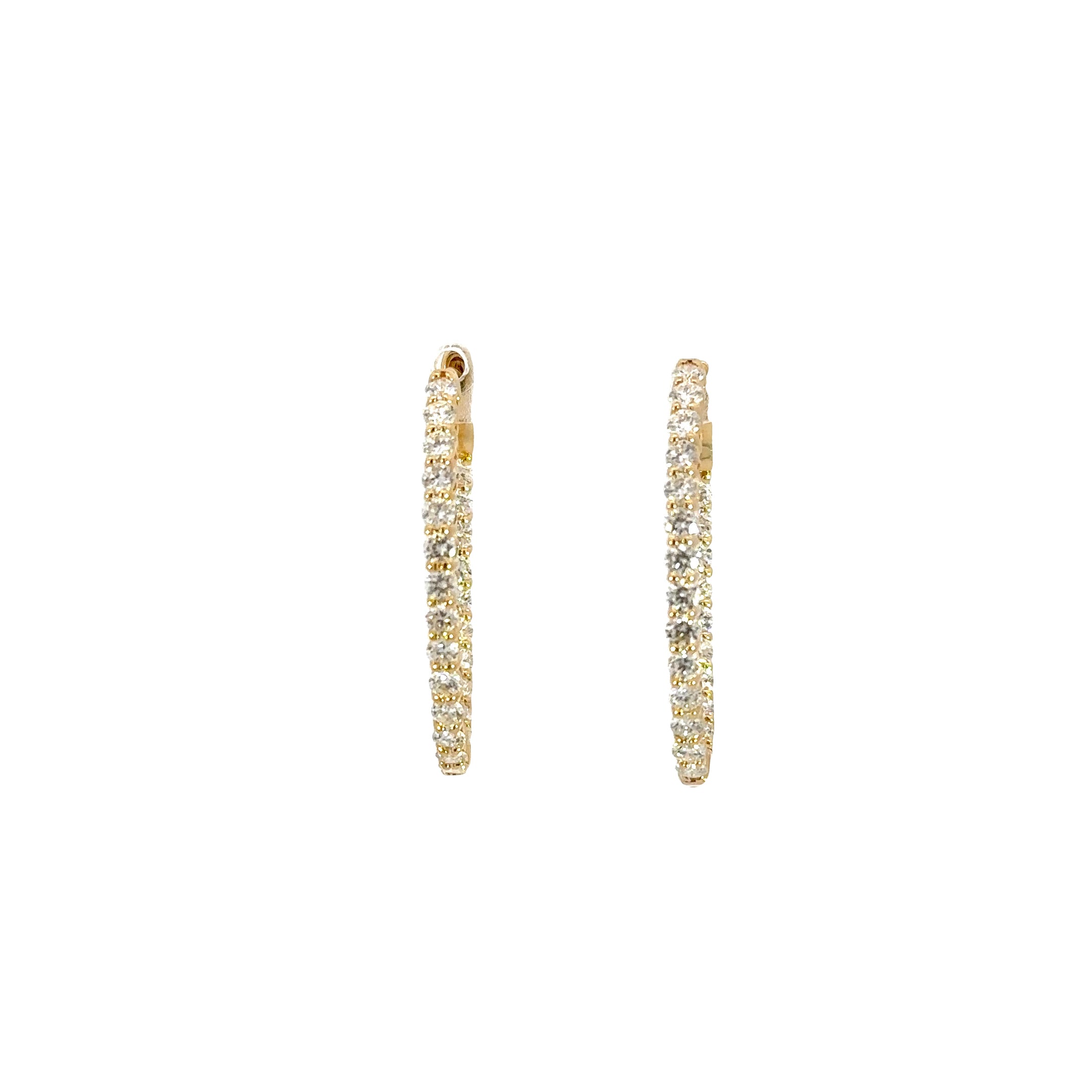 14k Yellow Gold In / Out Diamond Hoop Earrings 2.00 cttw