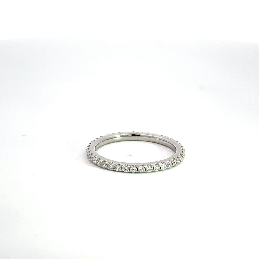 14K White Gold Half Pavé Diamond Band