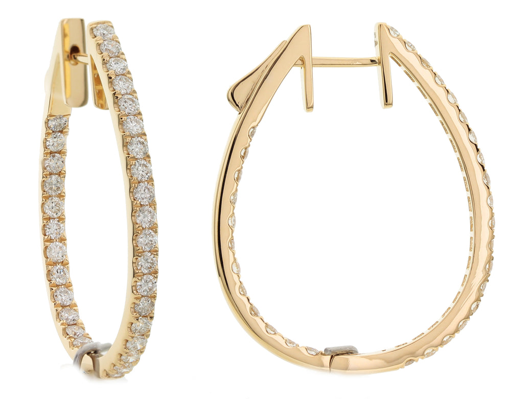 18K Yellow Gold Inside-Outside Diamond Oval Hoop Earrings – 1.86 Carat