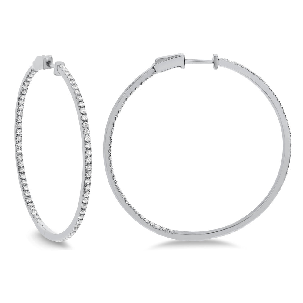 18K White Gold Inside-Outside Diamond Hoop Earrings