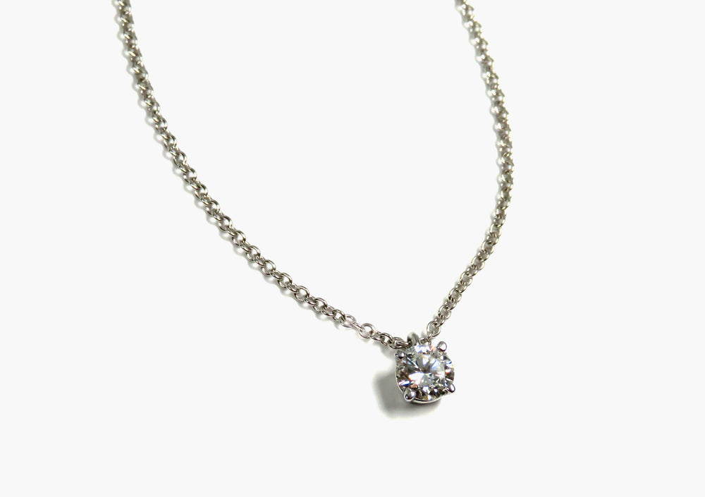 14K White Gold Solitaire Diamond Necklace – 0.61 CT G VS1 GIA Certified