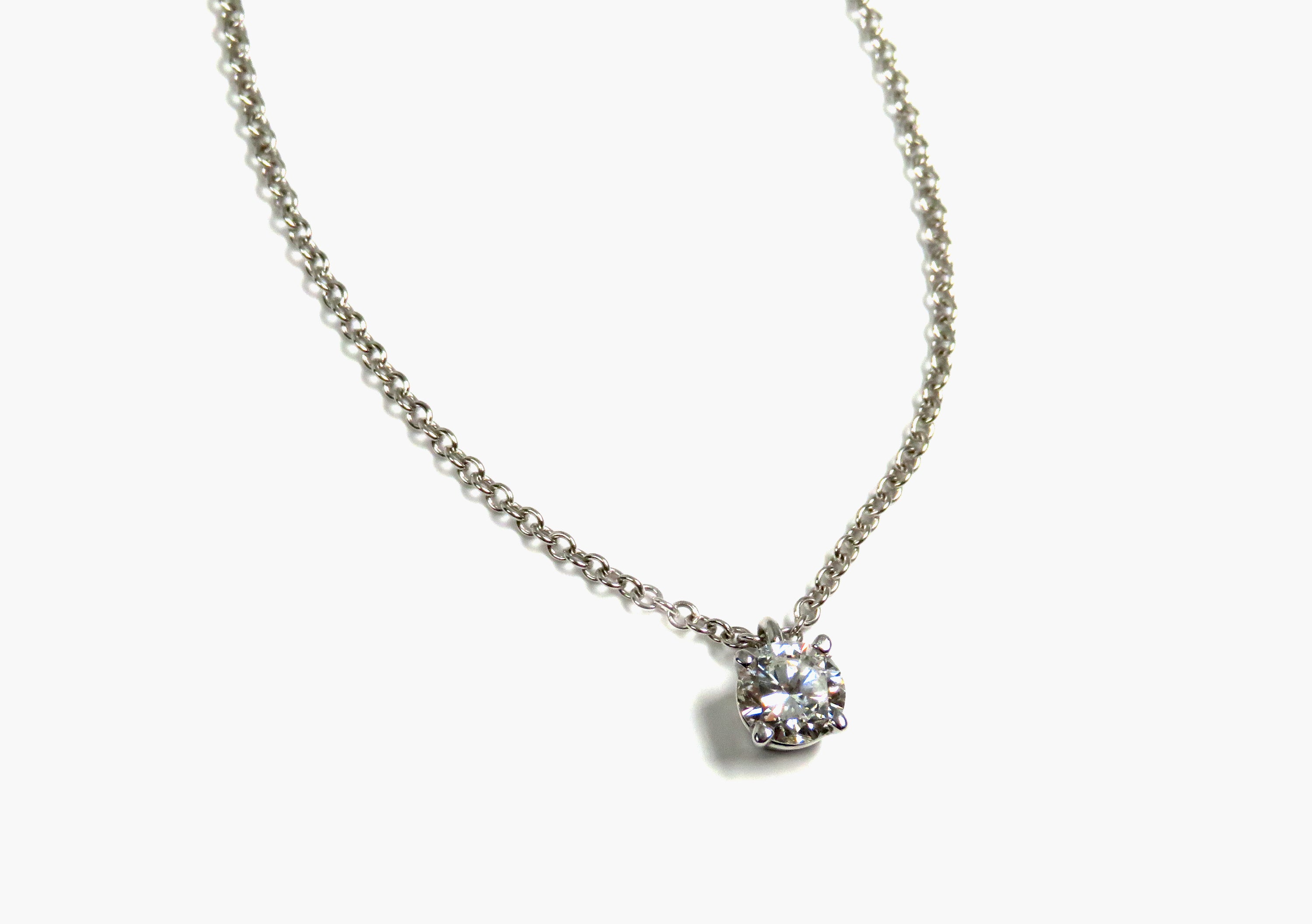 14K White Gold Solitaire Diamond Necklace – 0.61 CT G VS1 GIA Certified