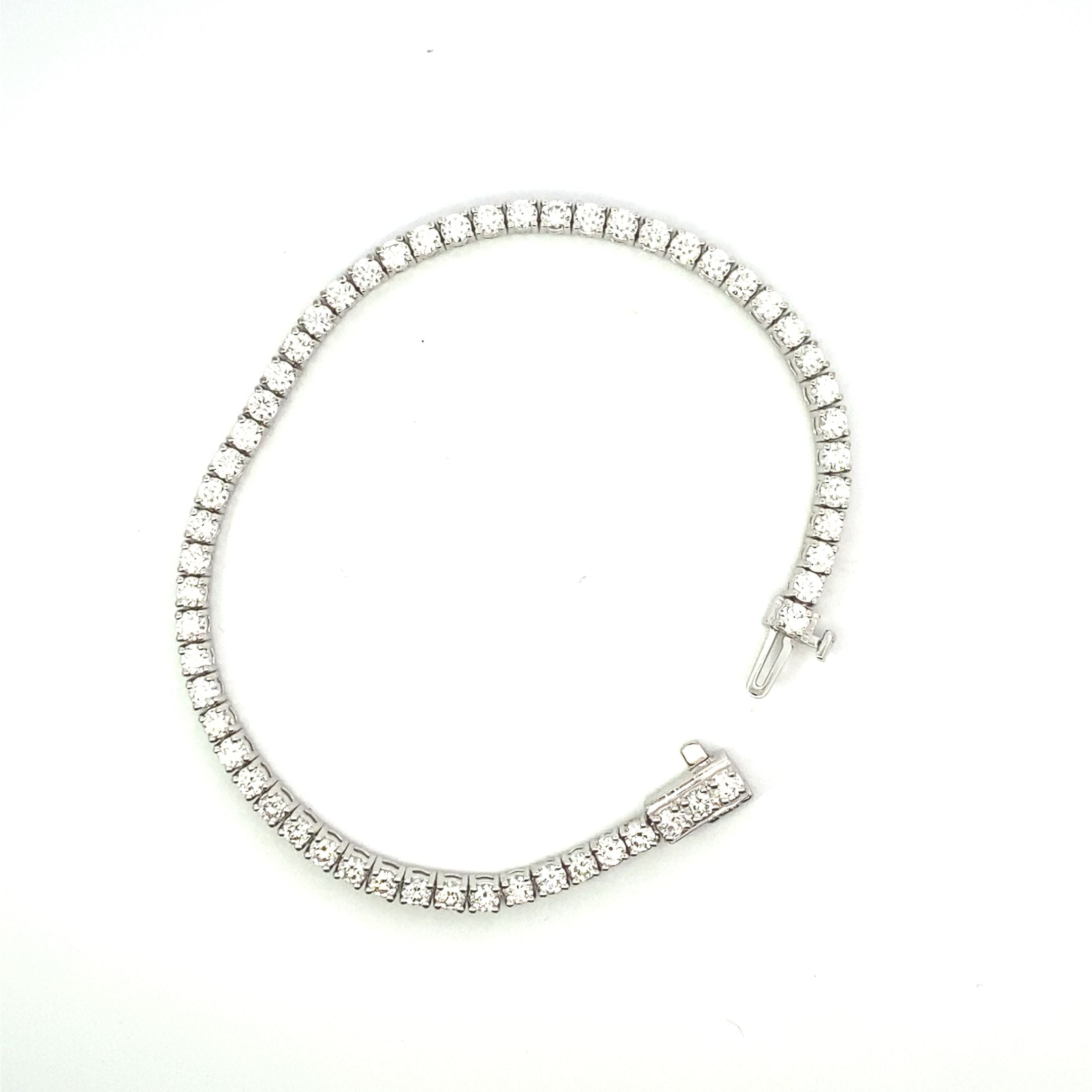 Platinum Diamond Tennis Bracelet 4.15 Carat Total 7 Inch