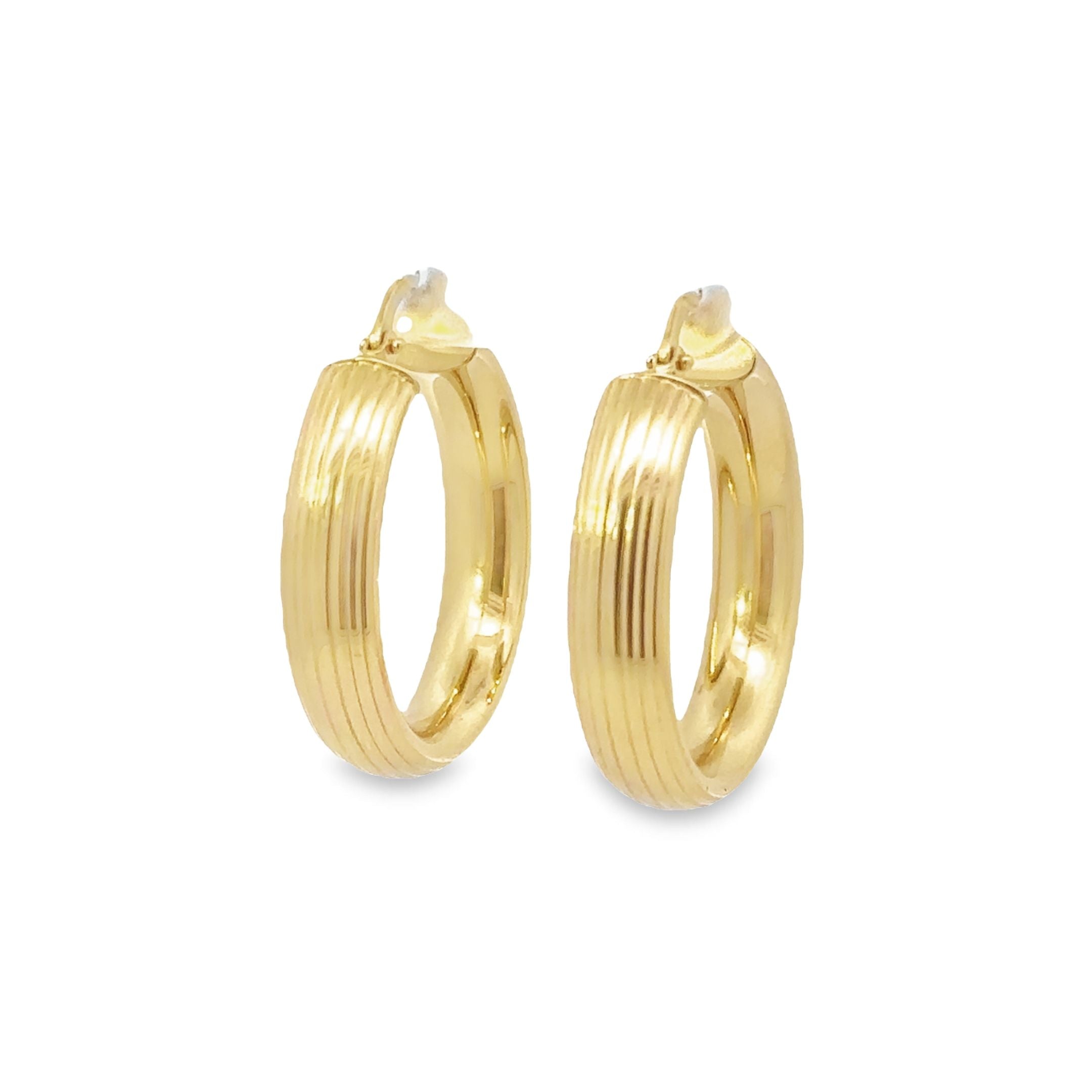 Estate 14K Yellow Gold Textured Hoop Earrings