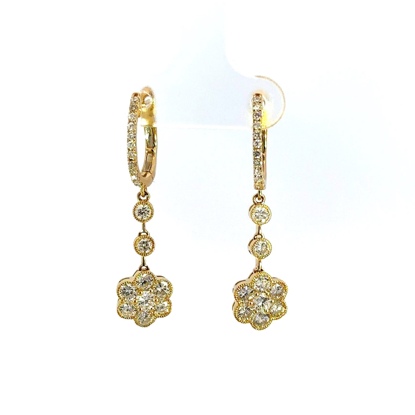 18kt yg Diamond Flower Dangle