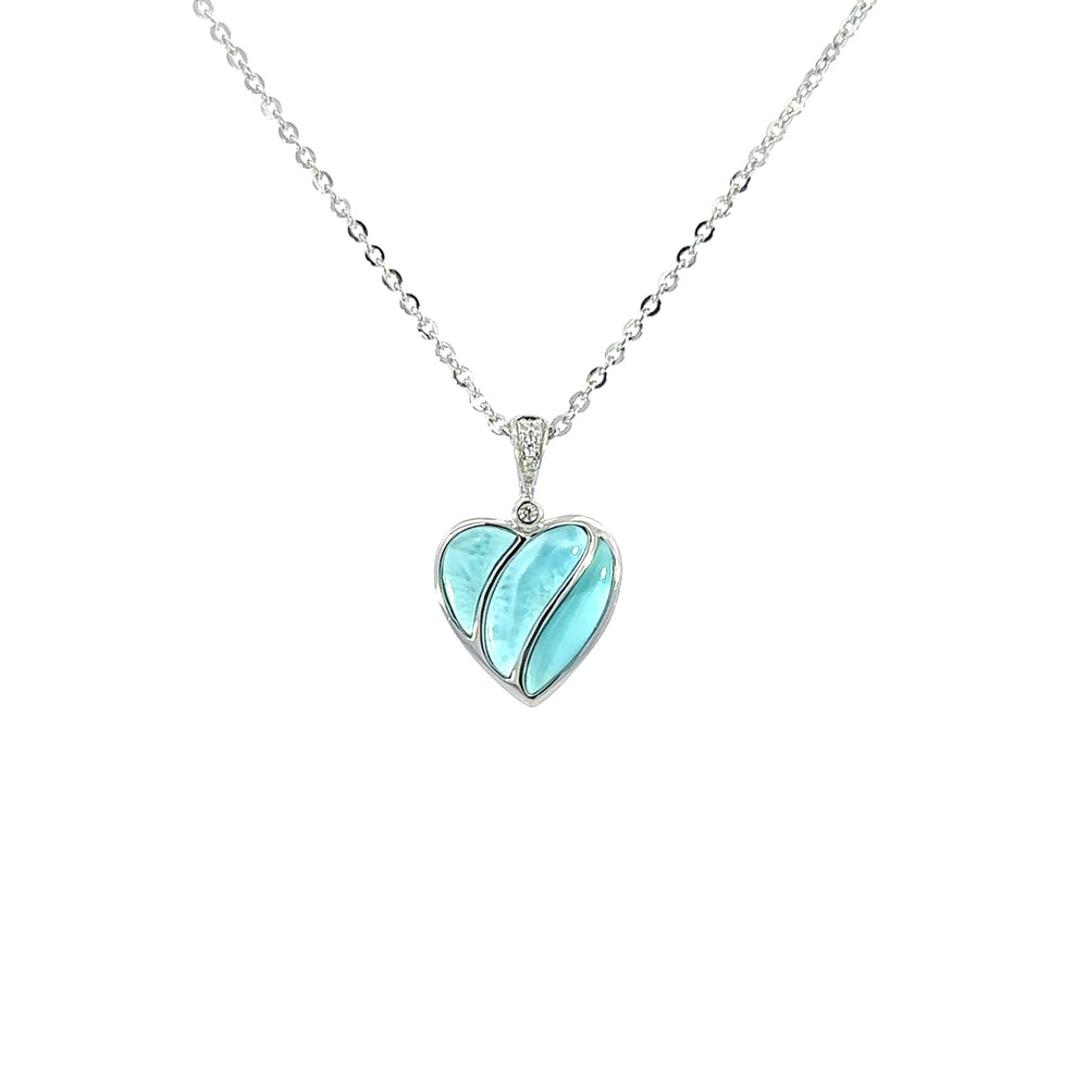 SS Larimar heart pendant w/ w