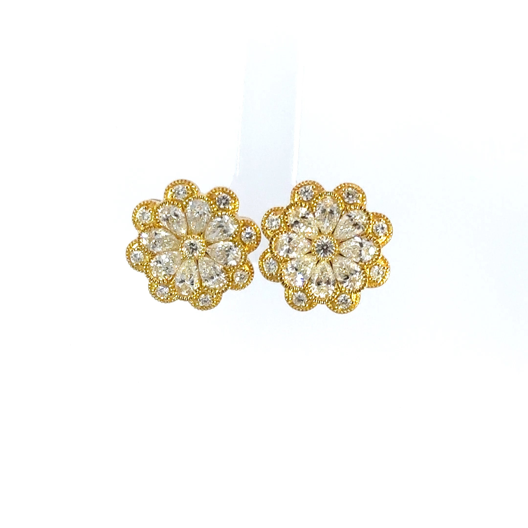 18kt yg Flower Earrings 
with