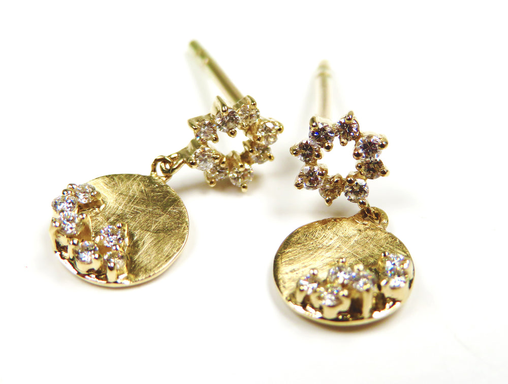 14kt Yellow Gold Moon and Star Diamond Earrings