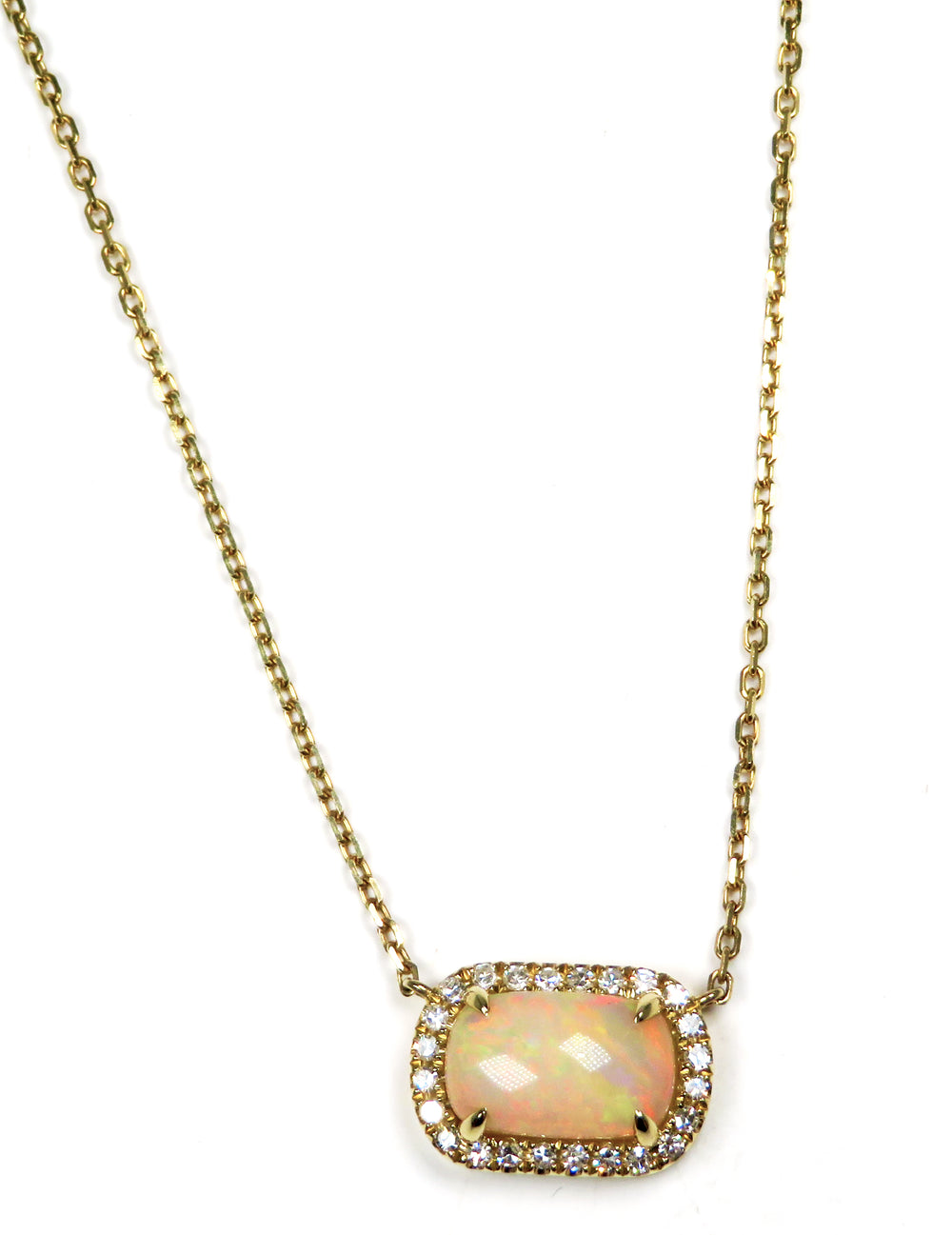 14kt yg Opal & diamond necklac