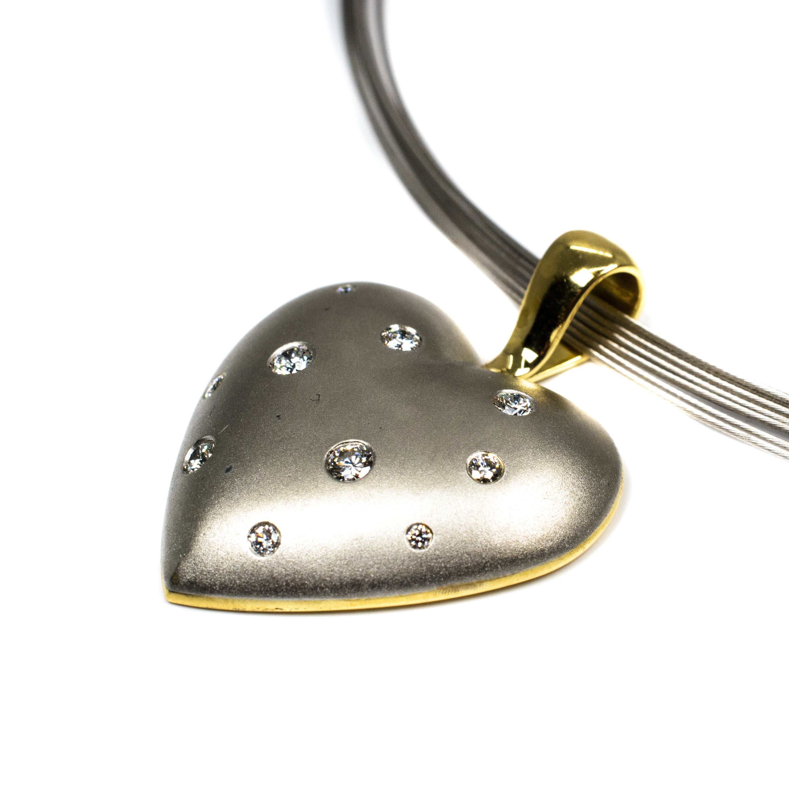 Platinum & 18kt Yellow Gold Diamond Heart Necklace