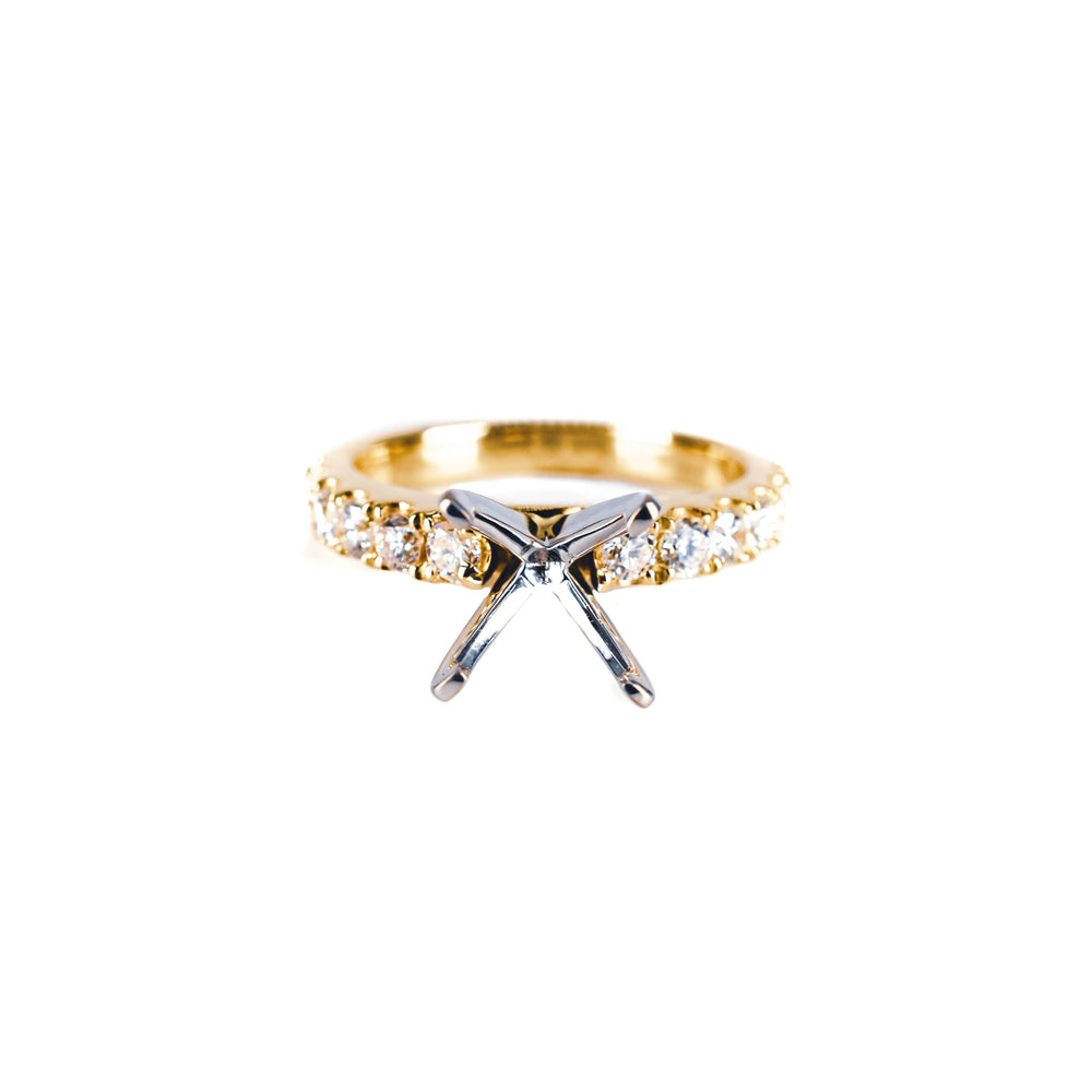 18kt Two Tone Gold Semi Mount Diamond Engagement Ring