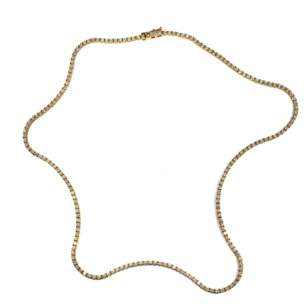 18kt Yellow Gold 4.3ct Diamond Tennis Necklace