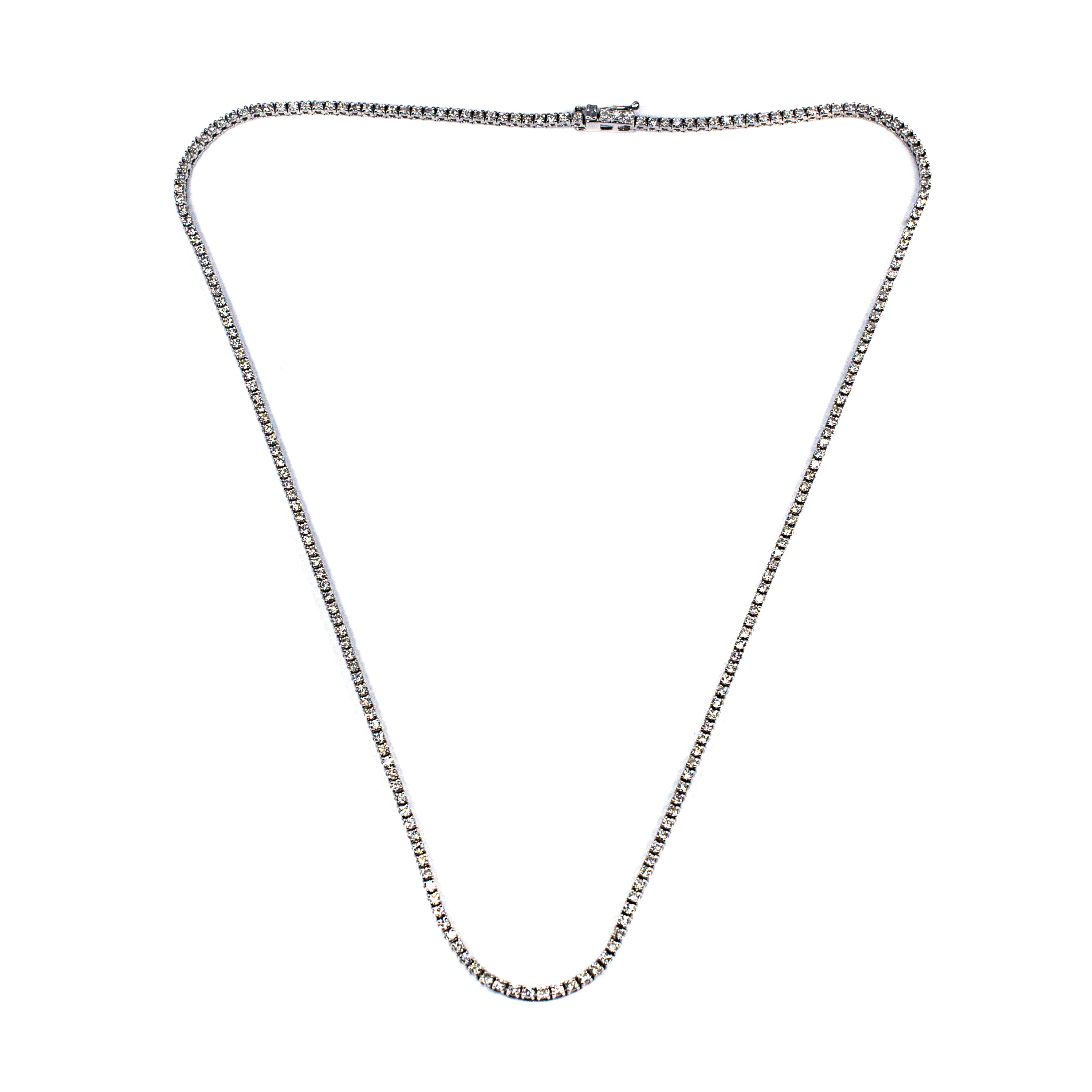 18kt White Gold 3.2ct Diamond Tennis Necklace