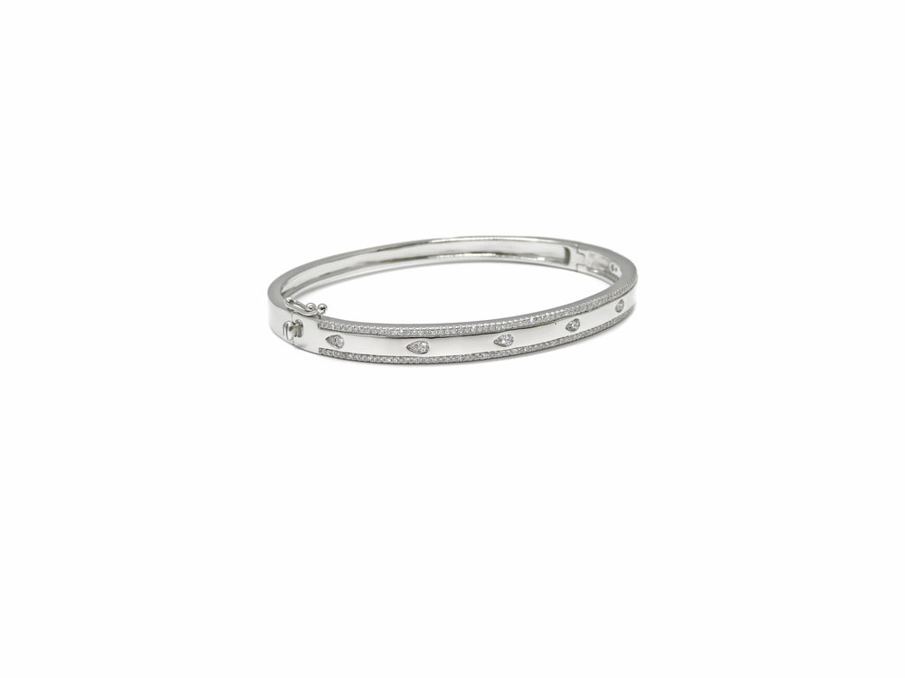 14kt White Gold Diamond Fashion Bangle Bracelet